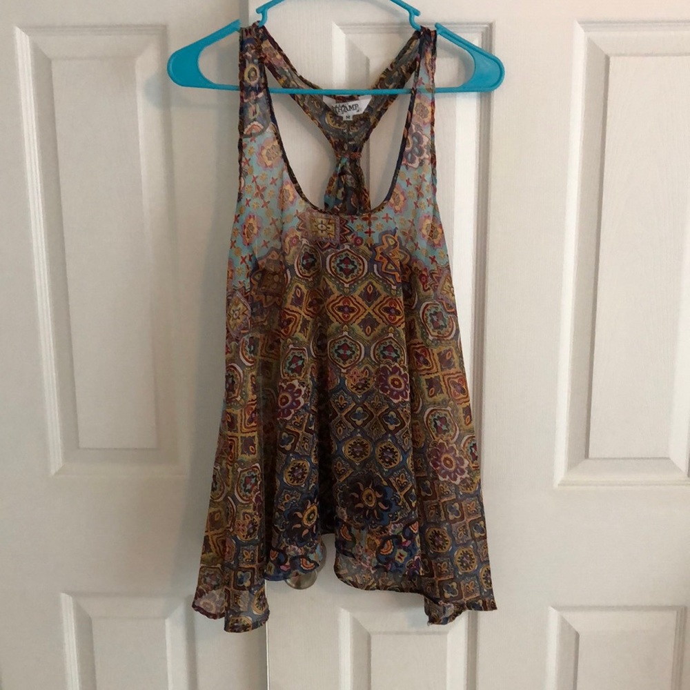 Sheer flowing sleeveless top